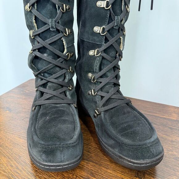 Timberland Women’s black leather suede tall boot size 7 side zip - Picture 4 of 14